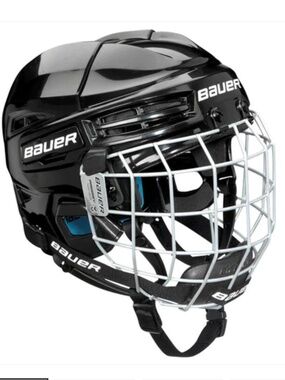 NWOT Bauer Black Helmet with Silver Cage